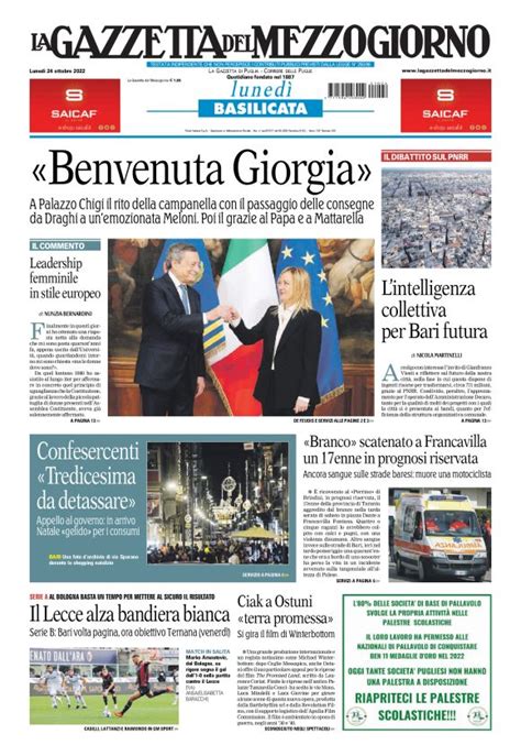 Le Prime Pagine Di Luned Ottobre Wayglo Basilicata