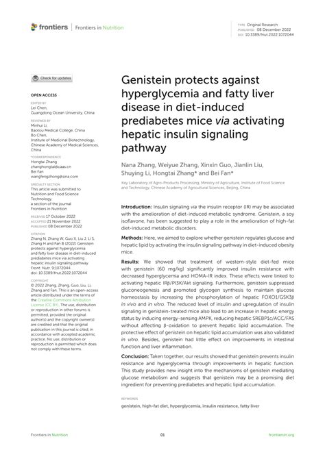 Pdf Genistein Protects Against Hyperglycemia And Fatty Liver Disease