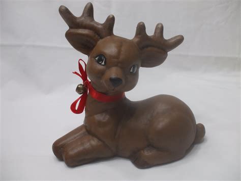 Christmas Brown Reindeer Handmade Clay Holidays