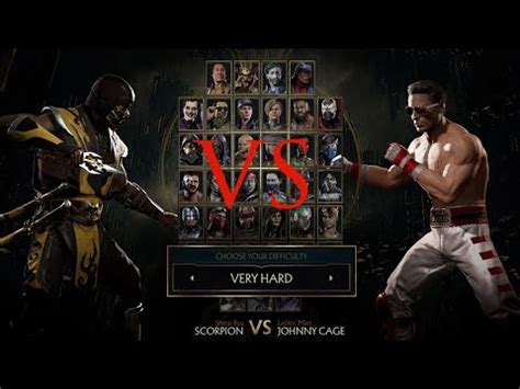 Mortal Kombat 11 Scorpion Vs Johnny Cage Difficulty Very Hard Gaming