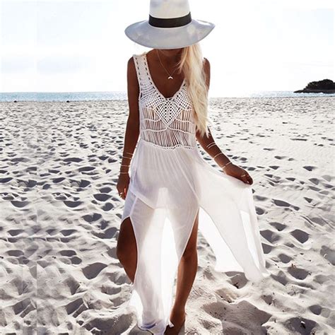 Women Fashion Miofar Beach White Dress Long White Beach Dress