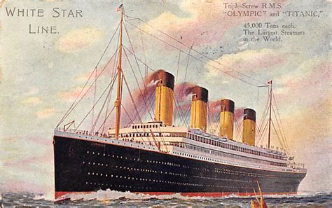 Olympic And Titanic White Star Line Postcard Post Dated Before Sinking