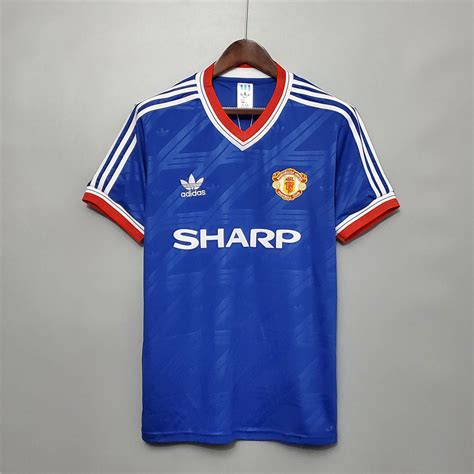 Manchester United 1986 1988 Blue Third Retro Football Shirt My Retro