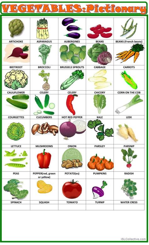 Vegetables Pictionary Pictionary P English ESL Worksheets Pdf Doc