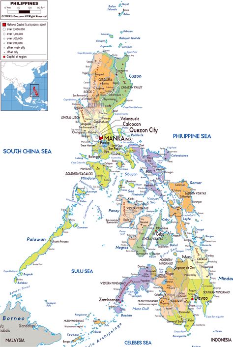 Grande mapa político y administrativo de Filipinas con carreteras