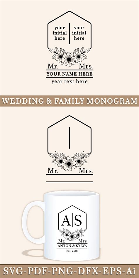 Wedding Svg, Flower Wreath SVG, Flower monogram svg