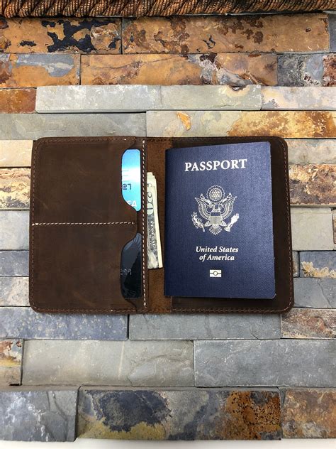 Slim Passport Wallet With Two Slots Leather Passport Wallet Passport Wallettravel Wallet