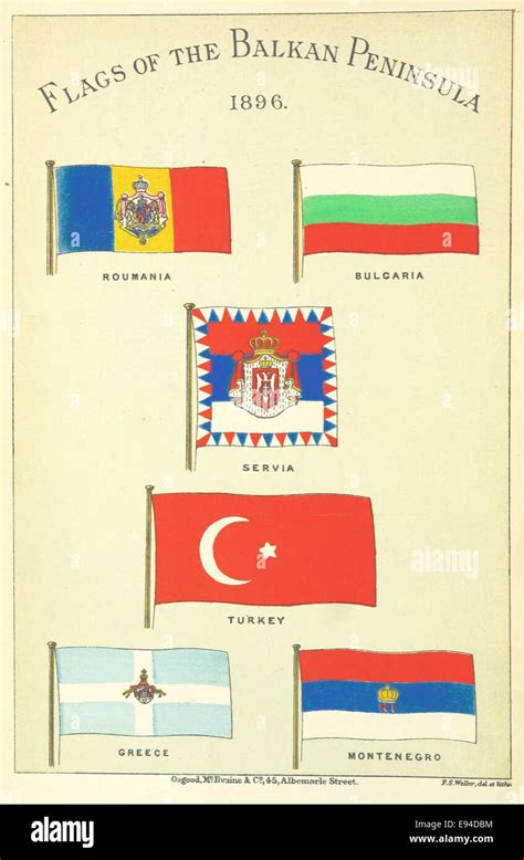 Flags Of The Balkan Peninsula 1870 Stock Photo Alamy