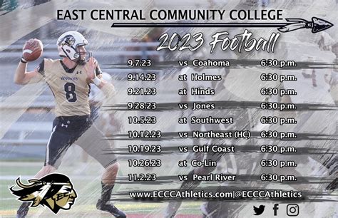 2023 Eccc Football Schedule Unveiled East Central Cc