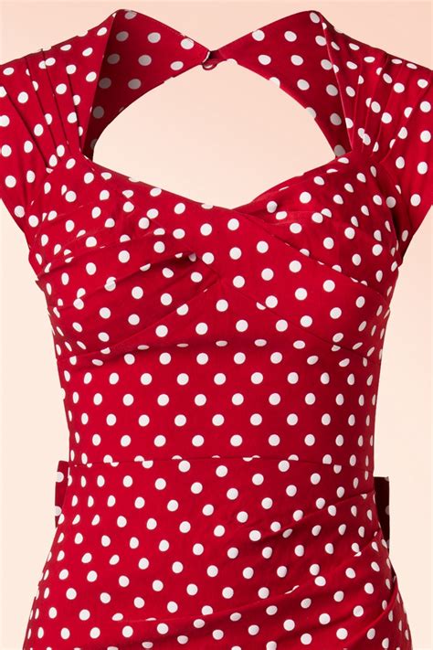 S Love Polkadot Bow Pencil Dress In Red