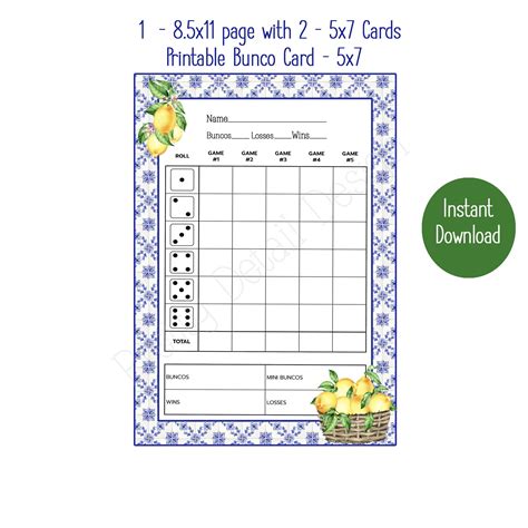 Printable Bunco Party Supplies Bunko Night Bundle Score Sheets Bunco