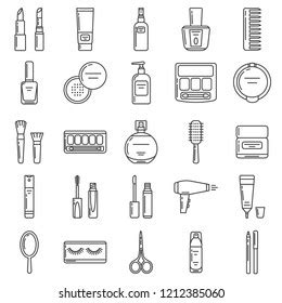 Set Beauty Makeup Cosmetics Icons Contains Stock Vector Royalty Free