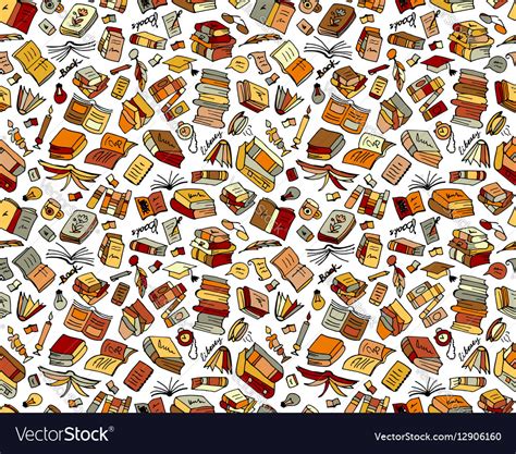 Books Collection Seamless Pattern For Your Design Vector Image