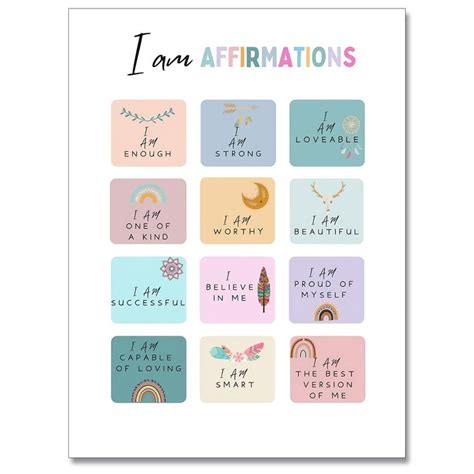 ARBOMG I Am Affirmations Affirmation Poster Affirmation Canvas Wall