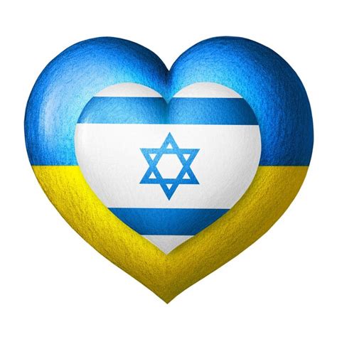 Dos Banderas Banderas De Ucrania E Israel Dos Corazones En Los Colores