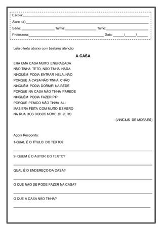 Atividades A Casa PDF