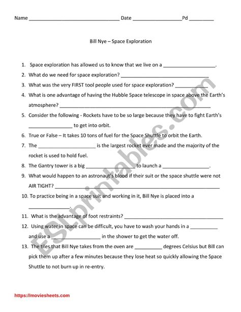 FREE Differentiated Worksheet For The Bill Nye The Science Guy