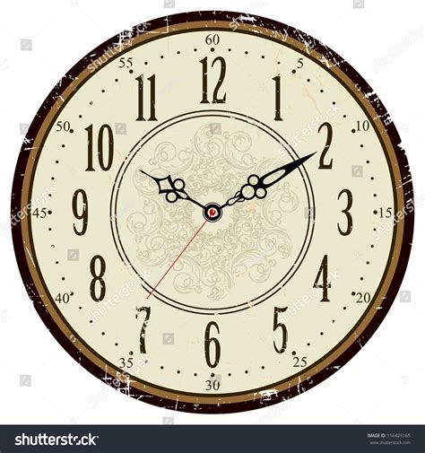 Grunge Old Vintage Clock Face Stock Vector Royalty Free 116425165