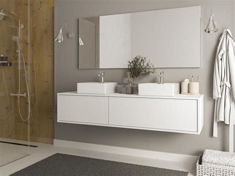 Mobile Per Bagno Sospeso Doppio Lavabo Bianco L150 X H32 Cm ISAURE