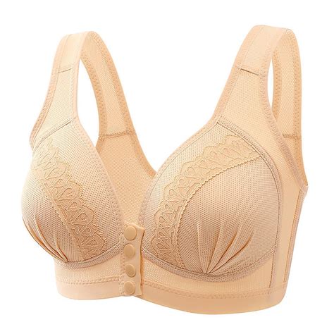 Gersome Front Closure Bras For Women No Underwire Padded Wireless Supportive V Neck Bra