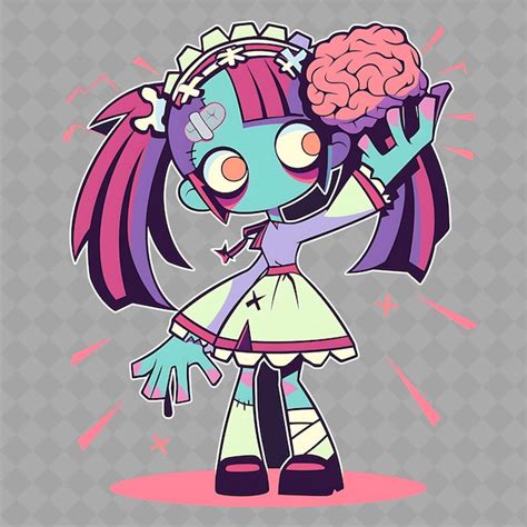 Premium Psd Png Delightful And Kawaii Anime Zombie Girl With Zombie