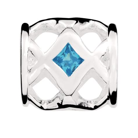 Blue Cubic Zirconia Sterling Silver Charm