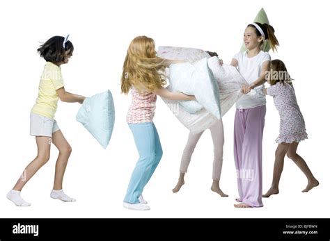 Girls And Pillow Fight Cut Out Stock Images And Pictures Alamy