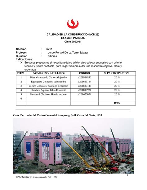 Examen Parcial Calidad EN LA Construccion 22 2 1 CALIDAD EN LA