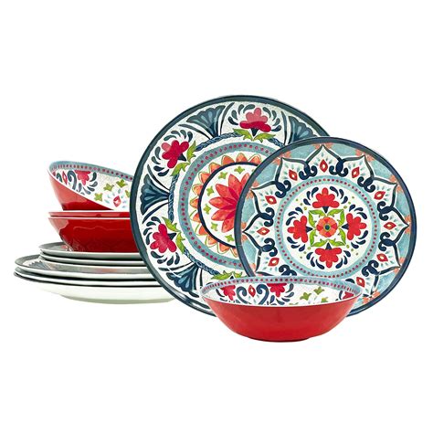 Zak Designs Melamine Dinnerware Set 12 Piece Service For 4 Medallion