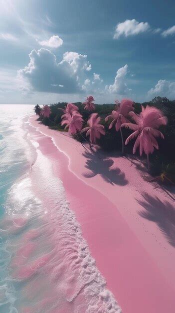 Premium Photo | Aerial view of beautiful pink sand beach