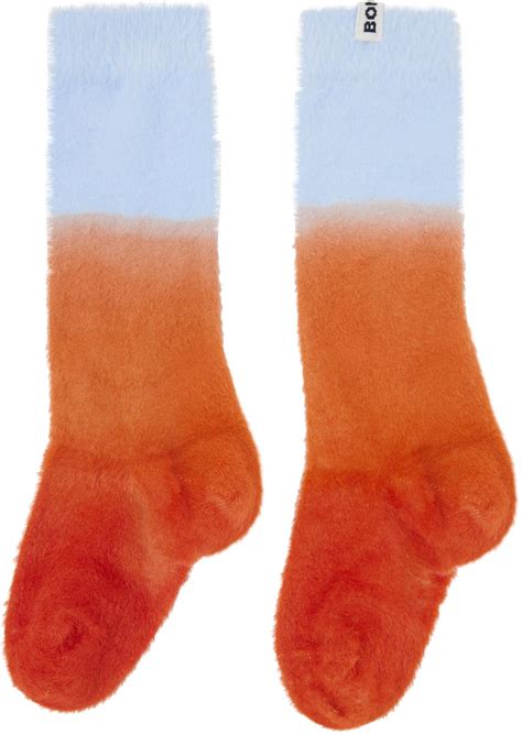 Bonsai Blue Orange Fluffy Socks Fluffy Socks Socks Nylon Socks