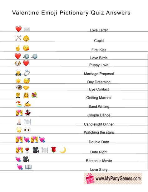 Free Printable Valentine S Day Emoji Pictionary Quiz Valentine S Day