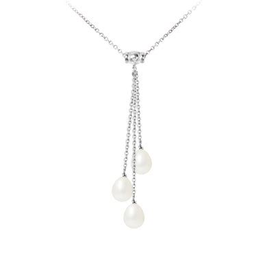 Collier Femme En Argent Massif 925 1000 Et 3 Perles De Culture D Eau