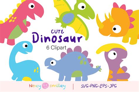 Cute Dinosaur Clipart, Dino SVG Clip Art Graphic Graphic by Noey smiley · Creative Fabrica