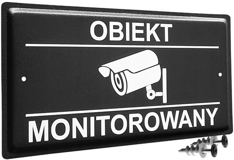 TABLICZKA OBIEKT MONITOROWANY 15x29cm CZARNY MAT METALOWA WZORY