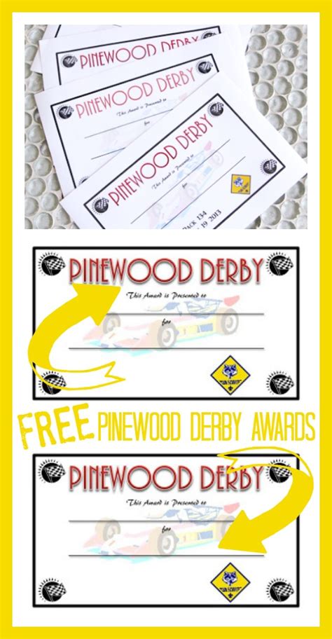 Pinewood Derby Competetion Fastest Car Prizes Diy Trophies And Certificates