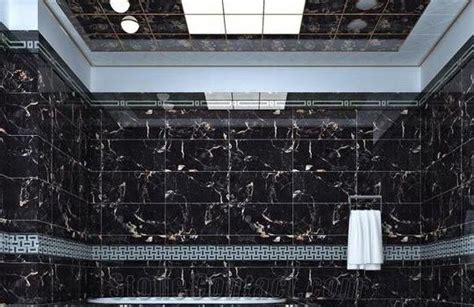 China Polished Portoro Marble Slab Tile China Nero Portoro Marble