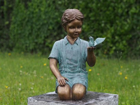 Bronzen Beeld Jongen Met Vogel Eliassen Home Gardenpleasure