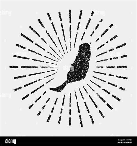 Vintage Map Of Fuerteventura Grunge Sunburst Around The Island Black
