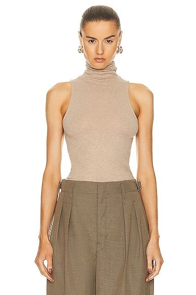 Enza Costa Cashmere Halter Turtleneck Tank In Natural Fwrd