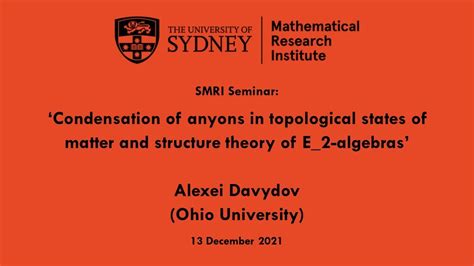 Alexei Davydov Condensation Of Anyons In Topological States Of Matter