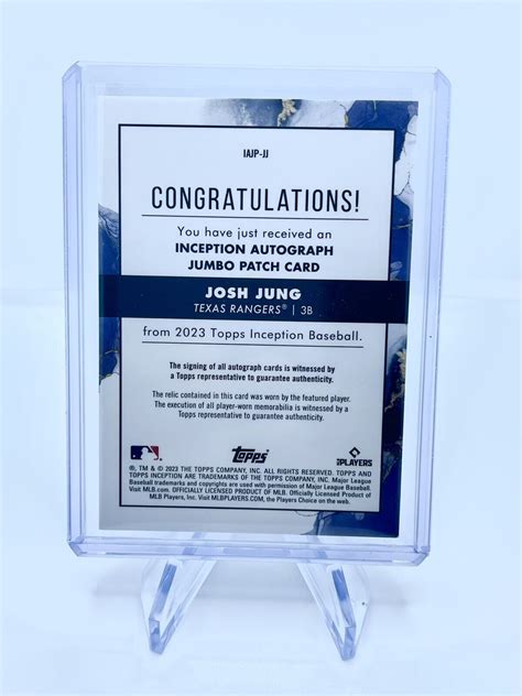 2023 Topps Inception Mlb Josh Jung Rc Iajp Jj Jumbo Patch Autograph