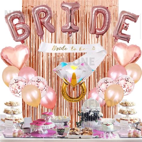 𝙉𝙀𝙒𝙊𝙉𝙀®bachelorette Party Decorations Kit Rose Gold Bride And Love Foil Balloon With Rain Curtain