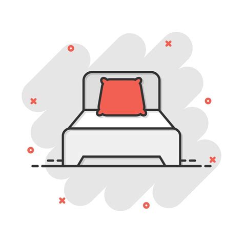 Bed Icon In Comic Style Sleep Bedroom Vector Cartoon Illustration