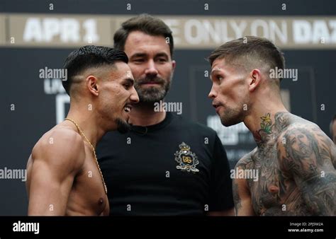 Jordan Flynn Left And Kane Baker During The Weigh In At Westfield