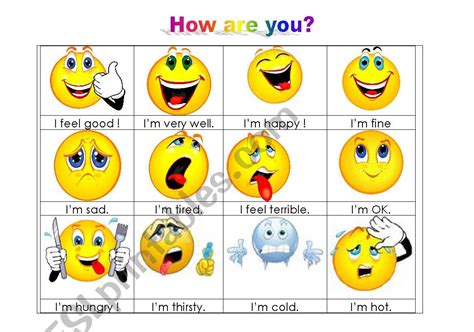 How Are You Esl Worksheet By Msract