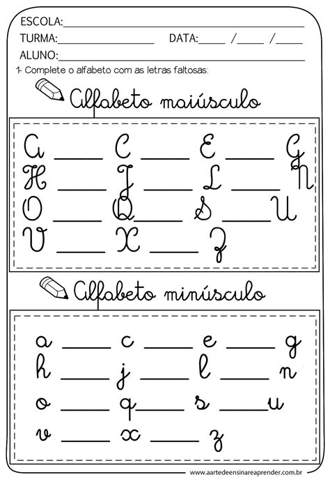 Atividade Pronta Alfabeto Cursivo Mai Sculo E Min Sculo A Arte De