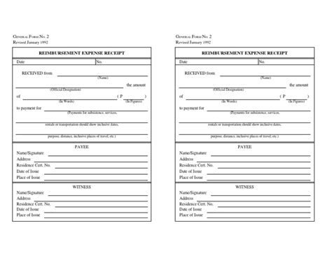 Generic Expense Reimbursement Form Excel Templates