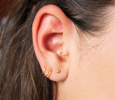 Tragus Earring Tragus Hoop Earring In Sterling Silver Gold Or Etsy Uk