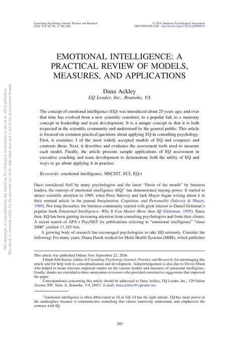 Cpb Cpb Emotional Intelligence A Practical Review Of Models